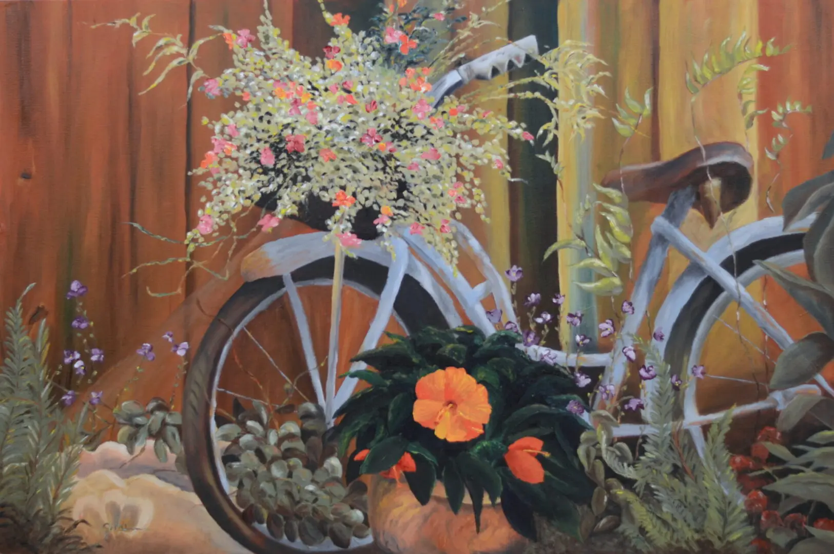 Blue Bicycle oil painting